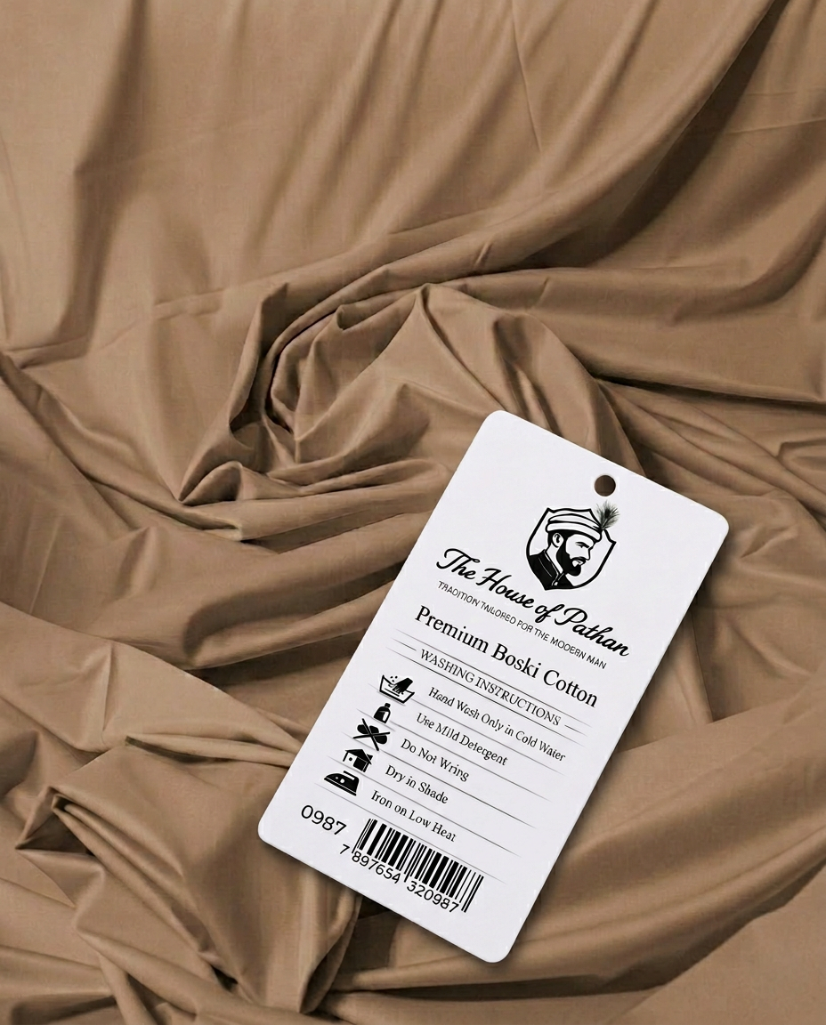 Premium Boski Unstitched Fabric for Men – Warm Caramel Brown | The House of Pathan