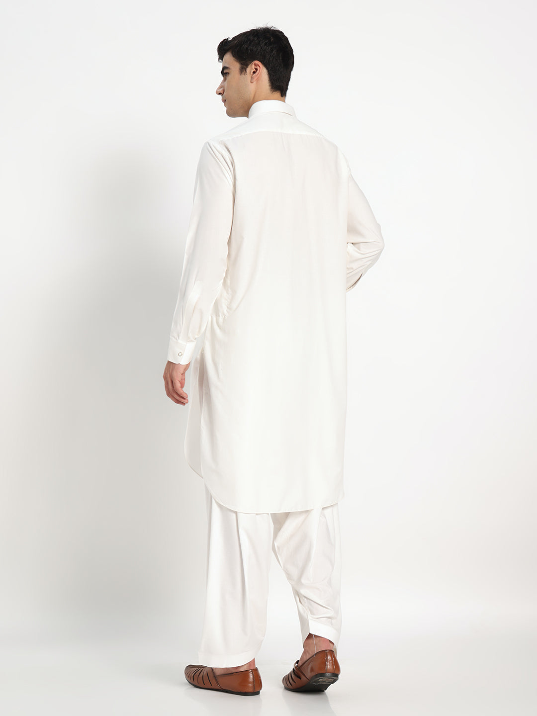 Pure White Boski Cotton Pathani Suit for men – The House of Pathan – view 2
