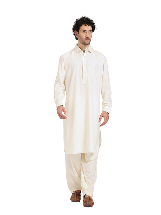 Off-White Boski Cotton Pathani Suit for men – The House of Pathan – view 1