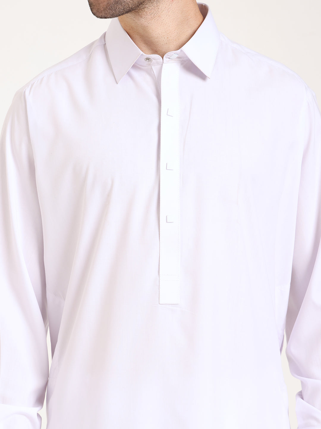 White Boski Cotton Pathani Suit for men – The House of Pathan – view 7