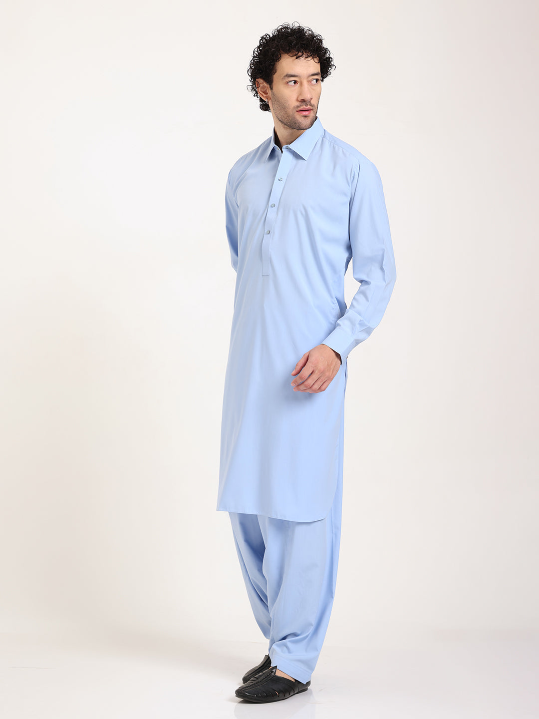 Sky Blue Boski Cotton Pathani Suit for men – The House of Pathan – view 6