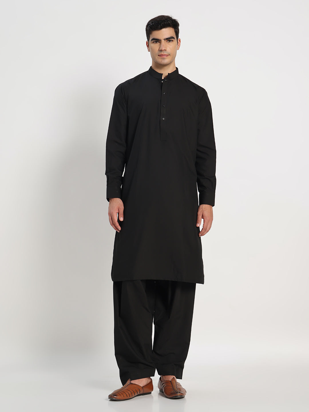 Black Boski Cotton Kurta Shalwar for men – The House of Pathan – view 4