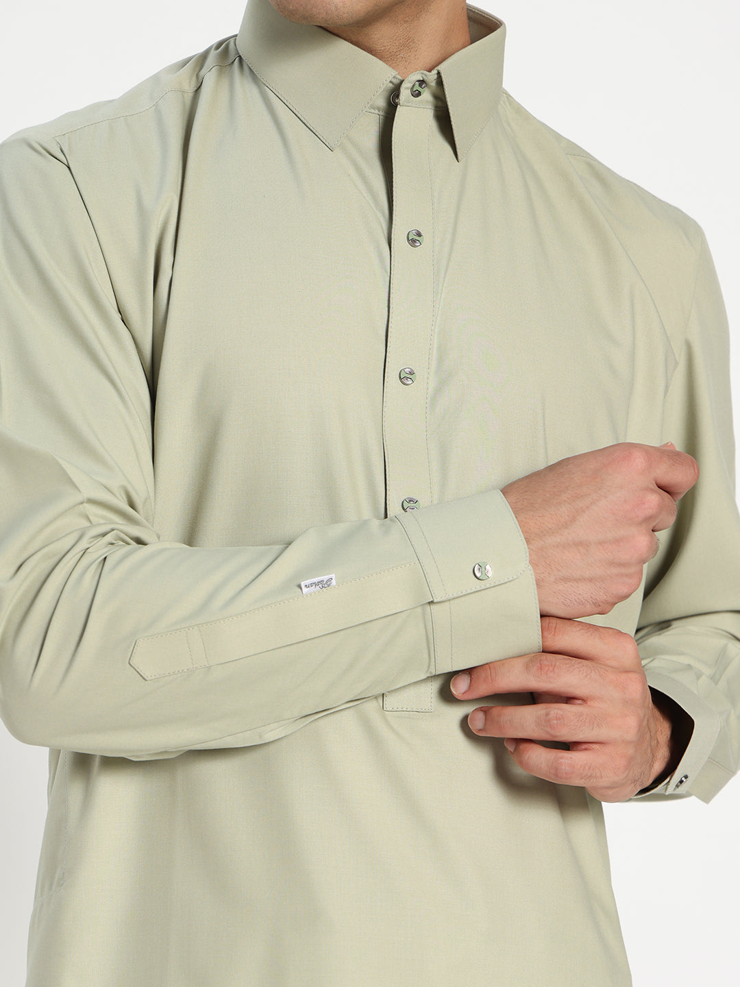 Pista Green Boski Cotton Pathani Suit for men – The House of Pathan – view 5