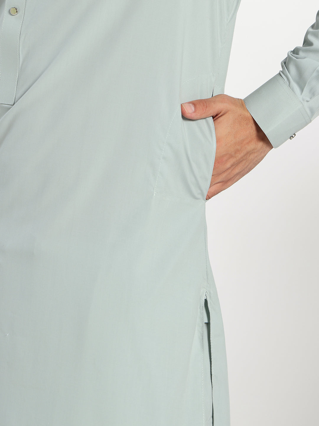 Powder Blue Boski Cotton Pathani Suit for men – The House of Pathan – view 6
