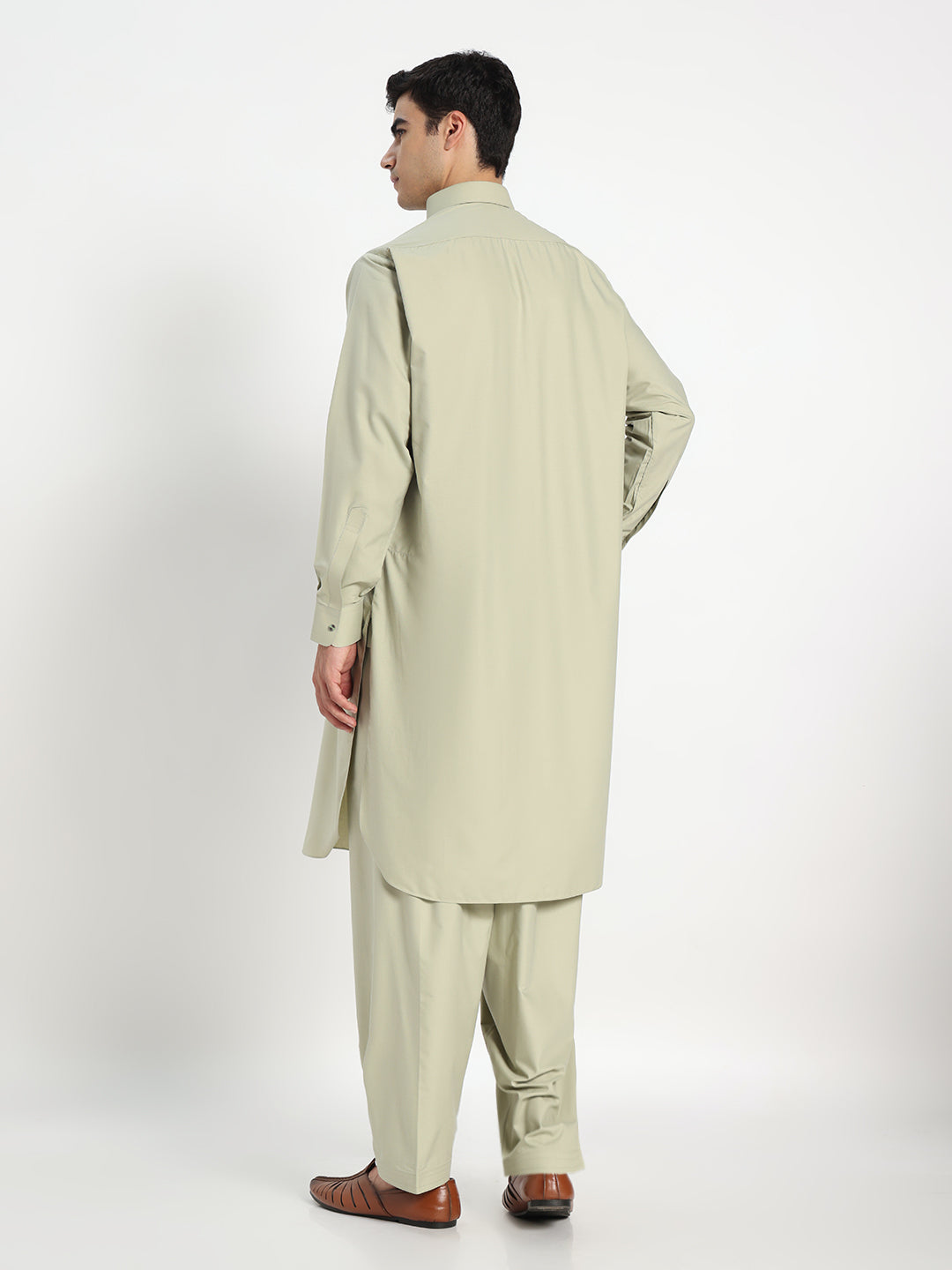 Pista Green Boski Cotton Pathani Suit for men – The House of Pathan – view 2