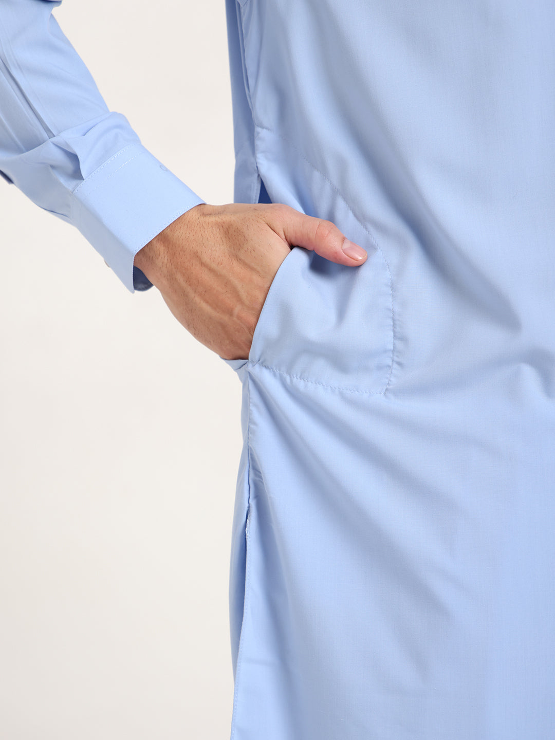 Sky Blue Boski Cotton Pathani Suit for men – The House of Pathan – view 8