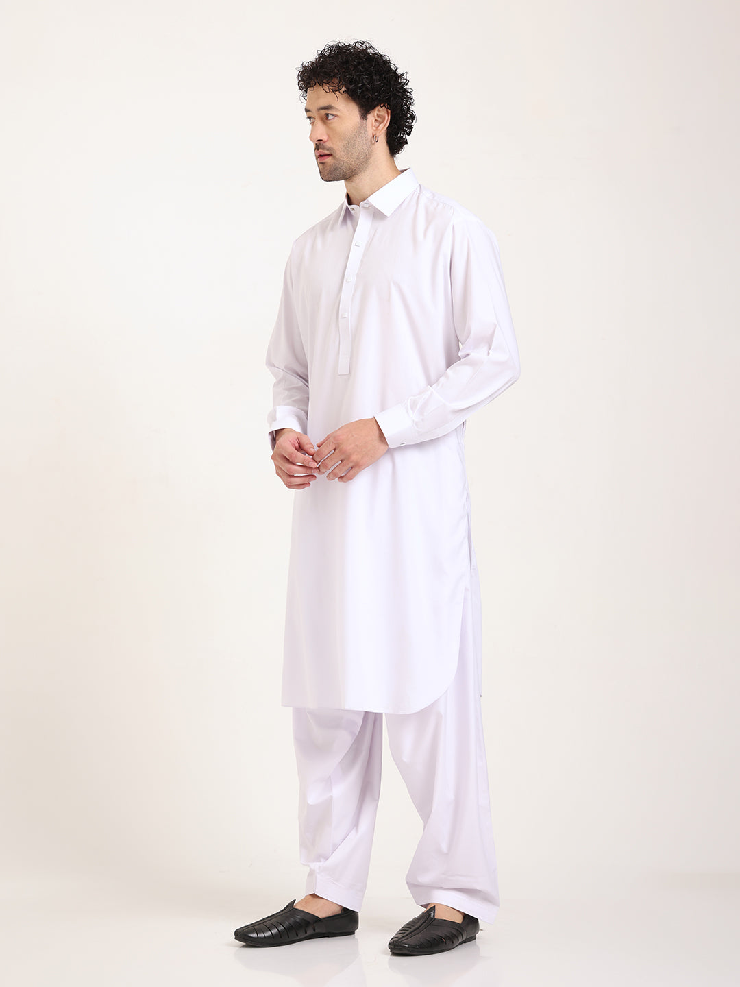 White Boski Cotton Pathani Suit for men – The House of Pathan – view 6