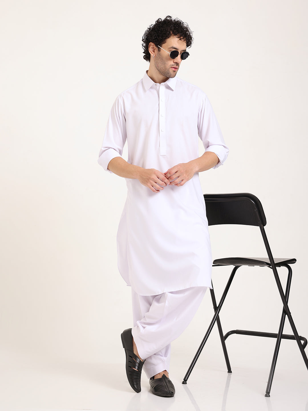 White Boski Cotton Pathani Suit for men – The House of Pathan – view 8
