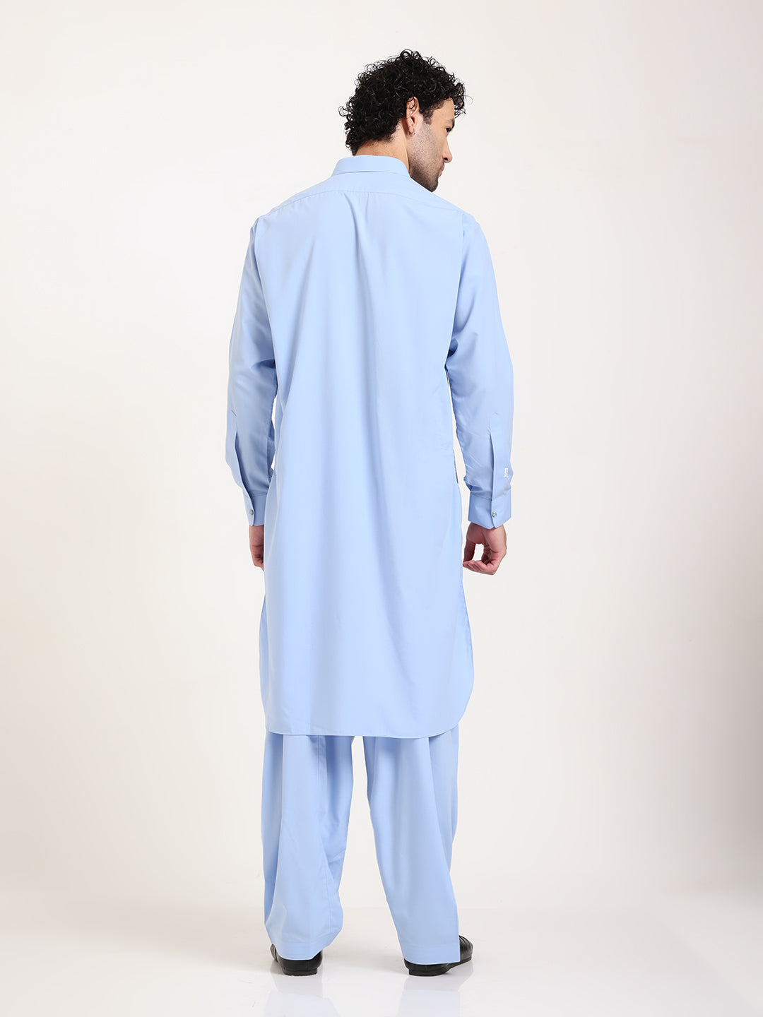 Sky Blue Boski Cotton Pathani Suit for men – The House of Pathan – view 3