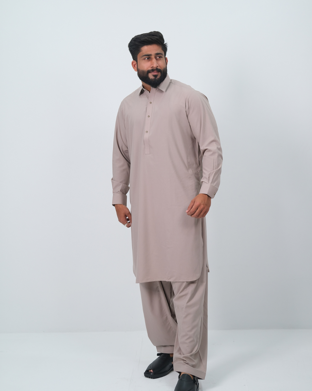 Warm Beige Premium Boski Cotton Pathani Suit for Men - Luxury Ethnic Wear | The House of Pathan