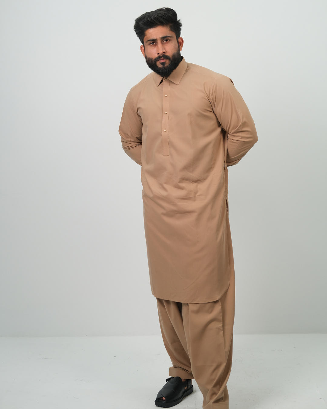 Camel Brown Premium Boski Cotton Pathani Suit for Men - Luxury Ethnic Wear | The House of Pathan