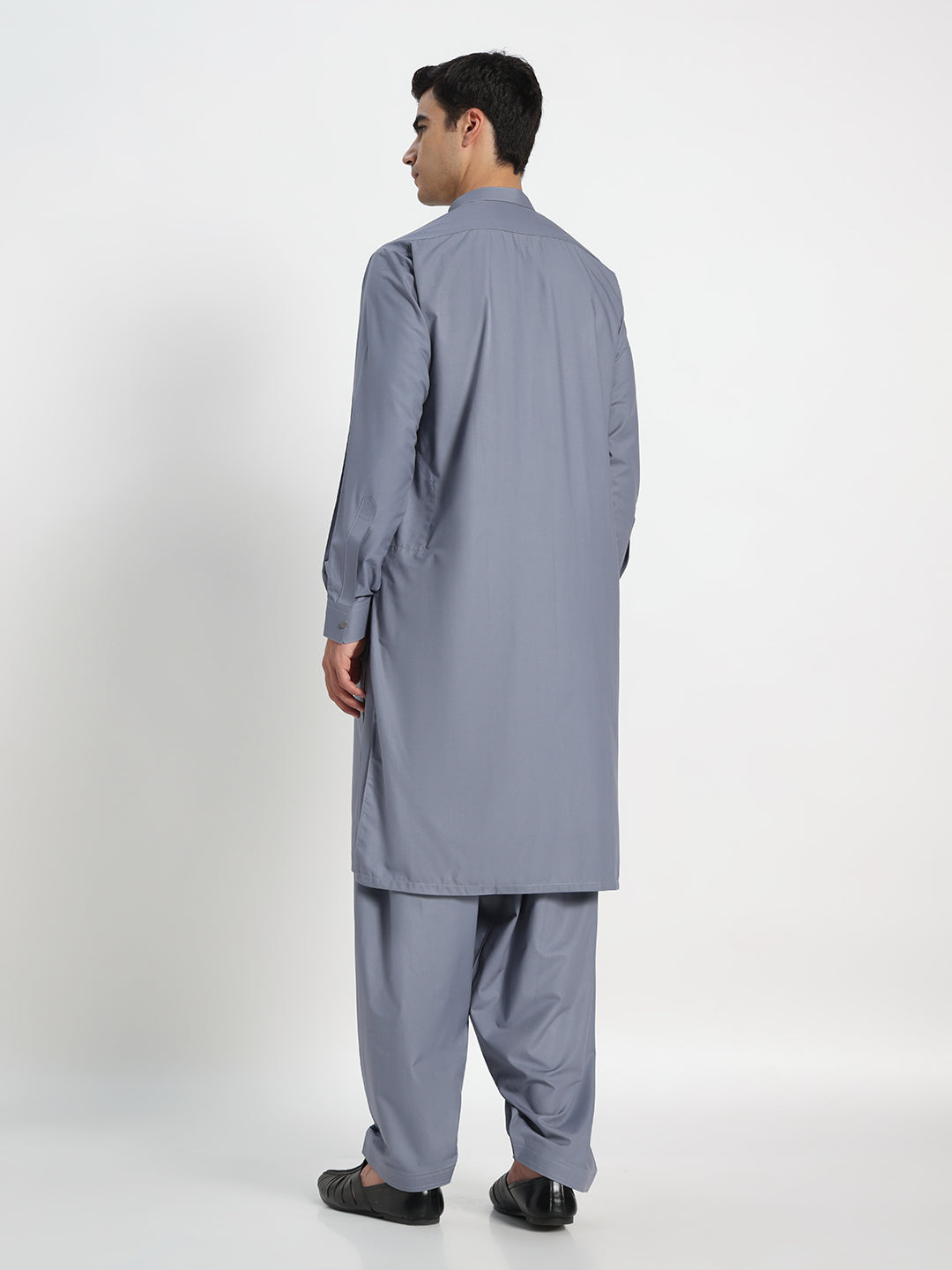 Steel Grey Boski Cotton Kurta Shalwar for men – The House of Pathan – view 2