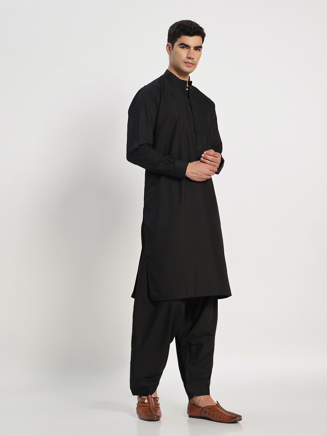 Black Boski Cotton Kurta Shalwar for men – The House of Pathan – view 5