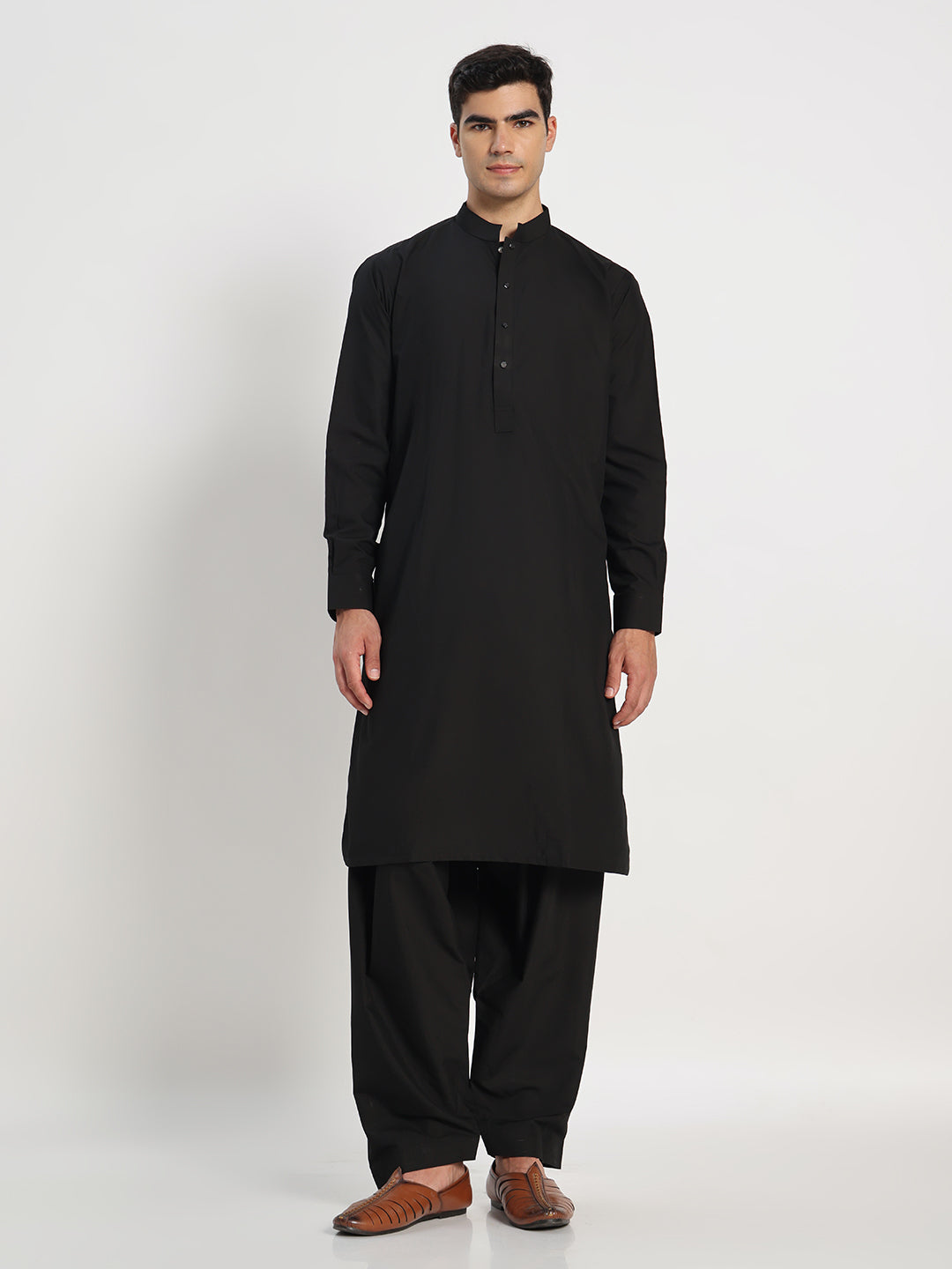 Black Boski Cotton Kurta Shalwar for men – The House of Pathan – view 3