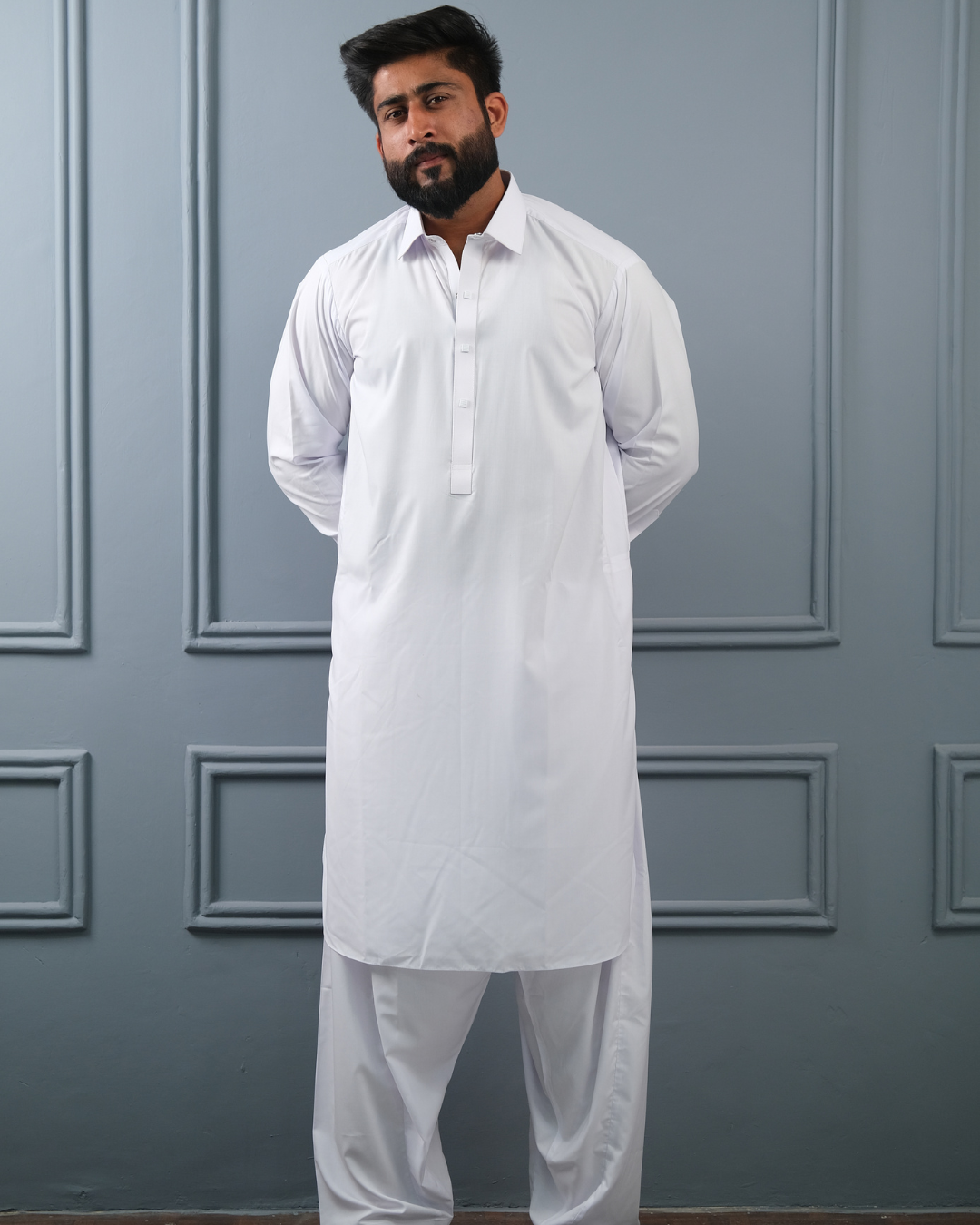 Pure White Premium Boski Cotton Pathani Suit for Men - Luxury Ethnic Wear | The House of Pathan