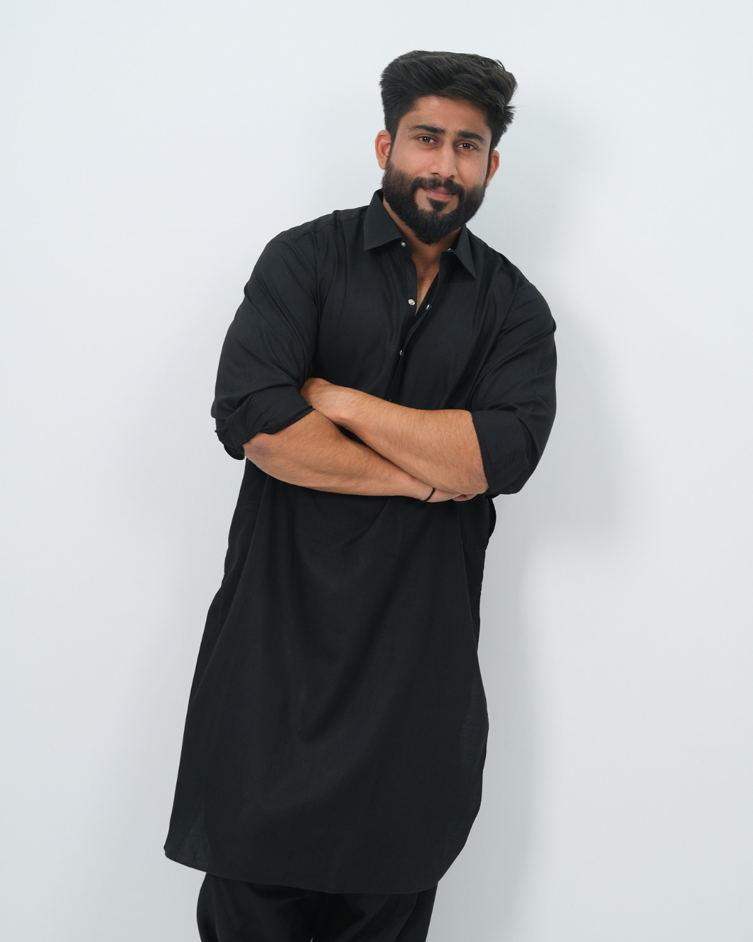Black Premium Boski Cotton Pathani Suit for Men - Luxury Ethnic Wear | The House of Pathan
