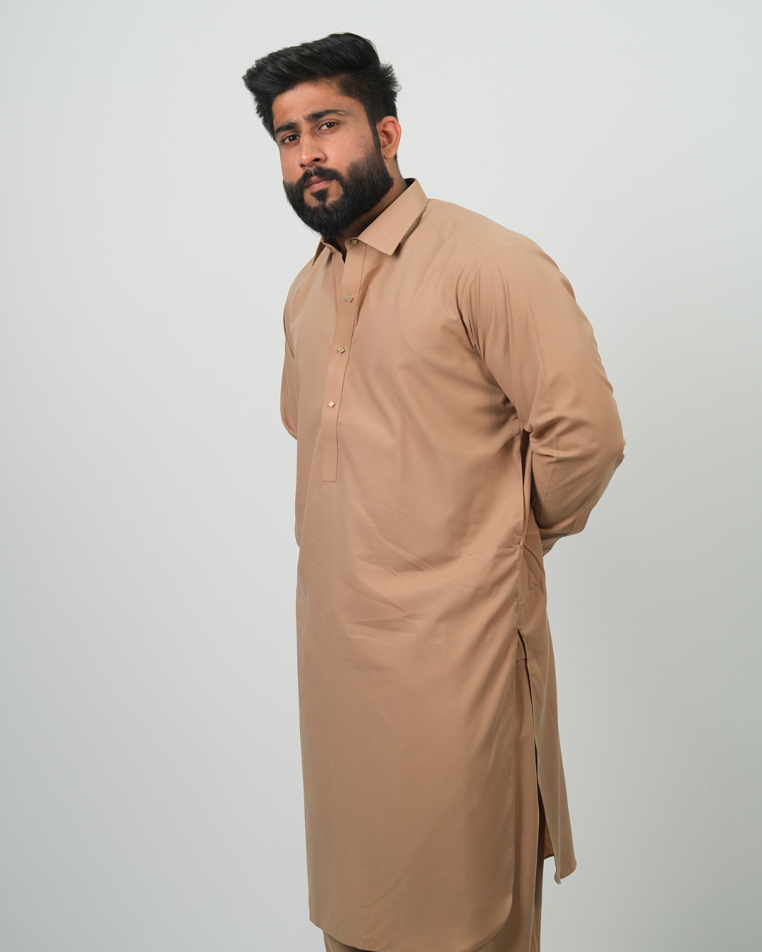 Camel Brown Premium Boski Cotton Pathani Suit for Men - Luxury Ethnic Wear | The House of Pathan