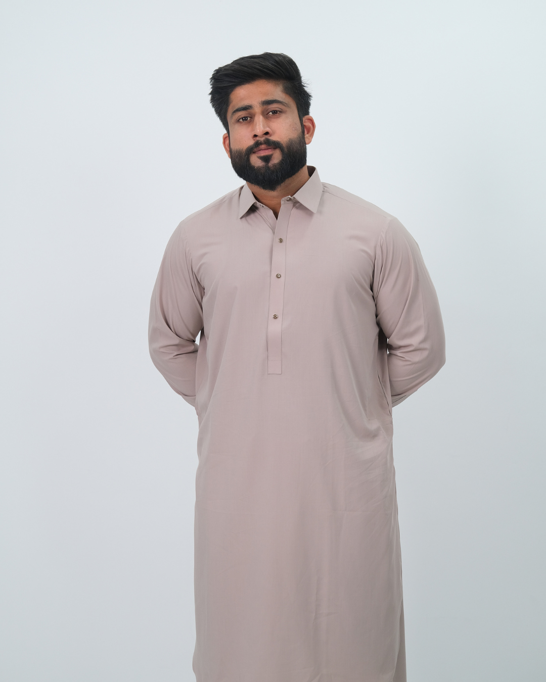 Warm Beige Premium Boski Cotton Pathani Suit for Men - Luxury Ethnic Wear | The House of Pathan
