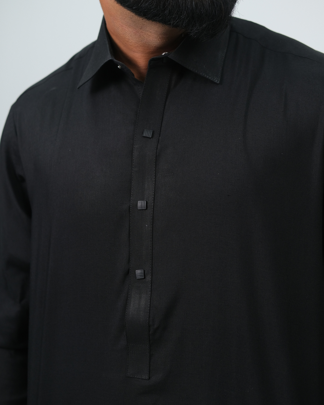Black Premium Boski Cotton Pathani Suit for Men - Luxury Ethnic Wear | The House of Pathan