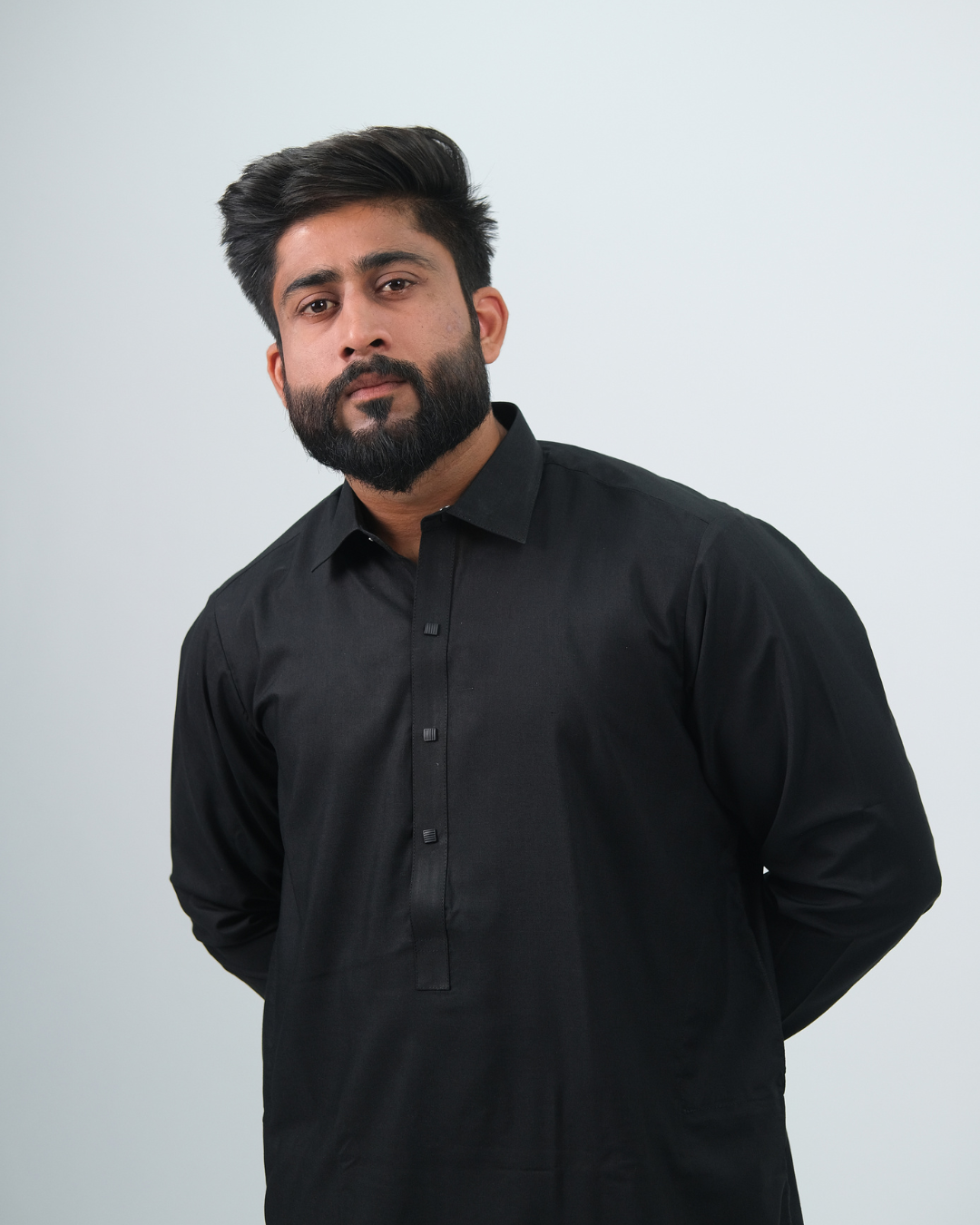 Black Premium Boski Cotton Pathani Suit for Men - Luxury Ethnic Wear | The House of Pathan
