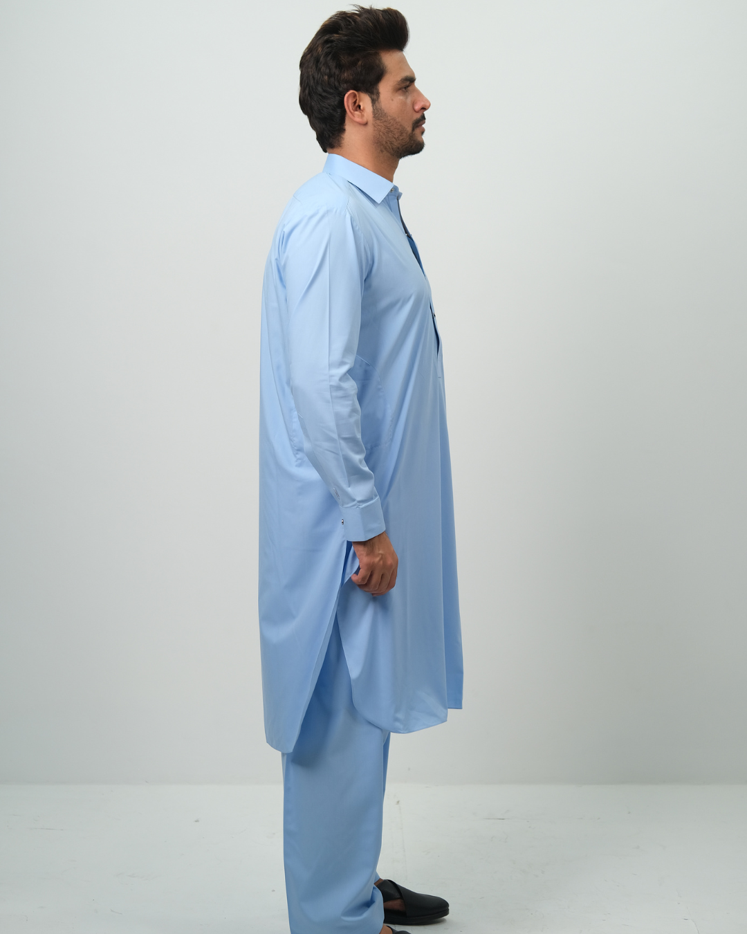 Sky Blue Premium Boski Cotton Pathani Suit for Men - Luxury Ethnic Wear | The House of Pathan