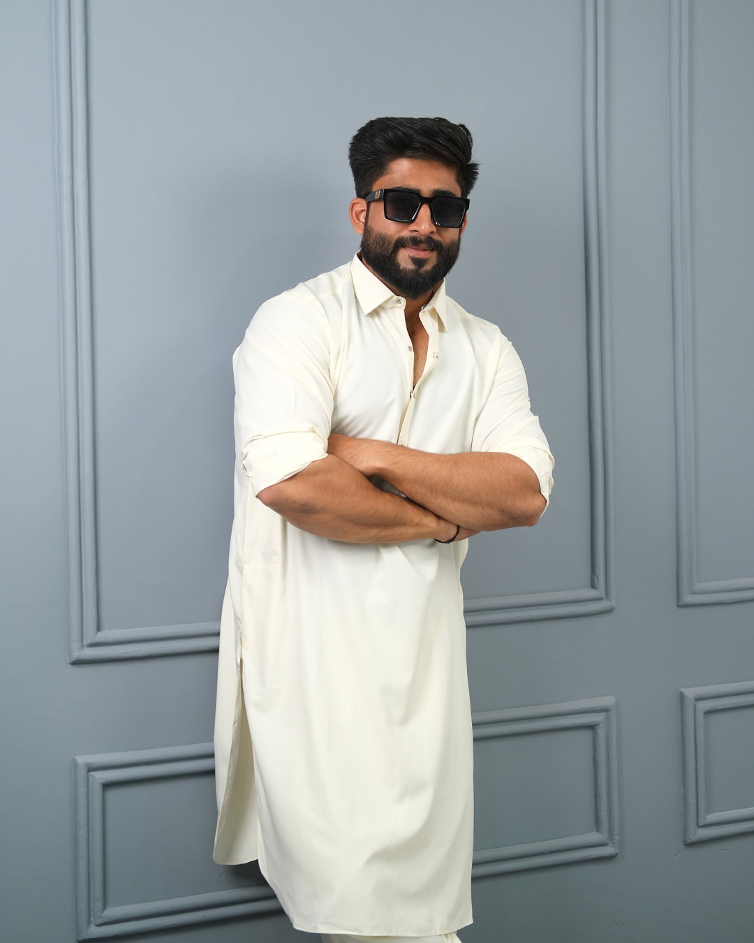 Cream Premium Boski Cotton Pathani Suit for Men - Luxury Ethnic Wear | The House of Pathan