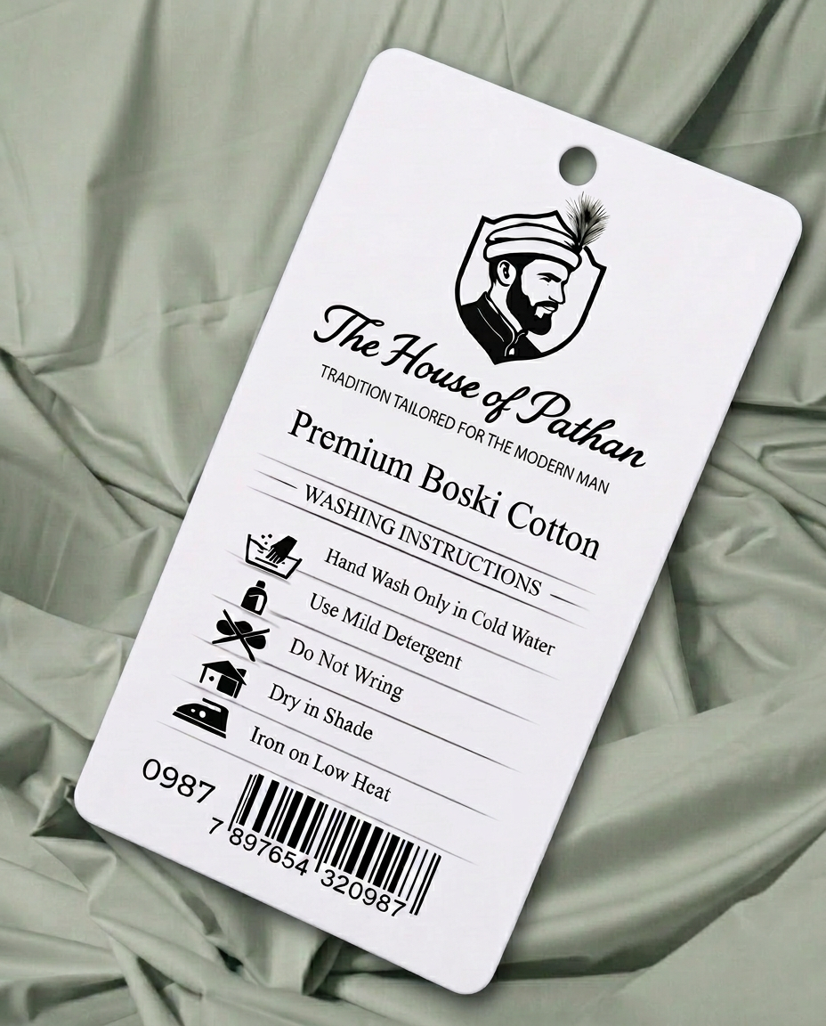 Premium Boski Unstitched Fabric for Men – Muted Sage Olive | The House of Pathan